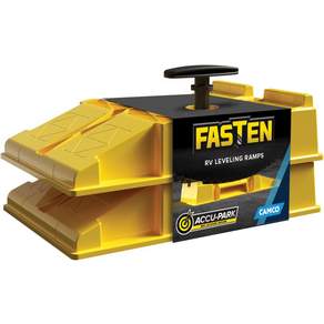 Camco Fasten RV 레벨링 트레일러 램프 25인치 트 미국산 편리한 휴대용 손잡이 보관용 네스팅 디자인 사각 블록 호환 2개 세트 44535