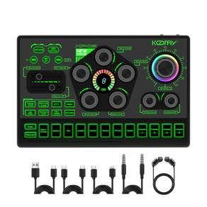 KOORFLY KF-03 방송용 오디오 인터페이스 RGB 사운드카드 노이즈캔슬링 유튜브 48V 마이크 세트