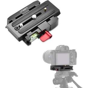 UTEBIT P200 퀵 릴리스 플레이트 Sony A6400 Manfrotto 전용 호환 | 14 및 38 나사 구멍이 있는 알루미늄 합금 카메라 삼각대 베이스 블랙