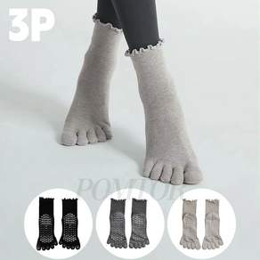 POMTOR 여성 논슬립 필라테스 요가양말 발가락 프릴양말 3종세트