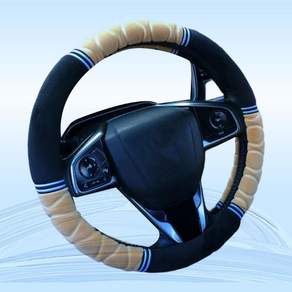 (1) Car steering wheel cover winter short plush warm steering wheel cover general type 14-15 inches