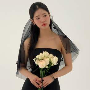 [비치팜]샤이 리본 웨딩 베일 셀프 웨딩 브라이덜샤워 파티 면사포