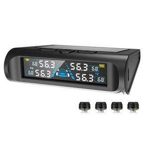 T21 USB/Solar TPMS 온도 모니터(4개의 외부 센서 포함) 디지털 LCD 디스플레이 0-6.8Bar 게이지 자동차 타이어 모니터