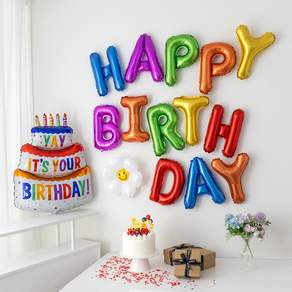 해피제이니 생일이벤트 풍선 레터링 가랜드 레인보우 생일 파티용품 세트