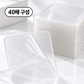 땡스오더 투명 사각 양면테이프 강력접착 무타공 고정패드 6x6cm 40매