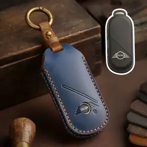 Bmw Mini Countryman Cooper One 2023 2024 원격 액세서리 홀더 쉘 키 체인 용 가죽 자동차 Fob 키 케이스