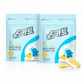 스카트 올인원 식기세척기 세제 뽀드득 유자향 60p
