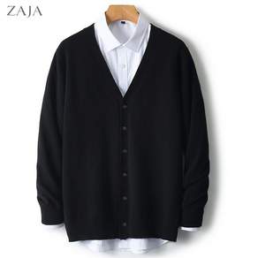 ZAJA 남성 니트 가디건 브이넥 루즈핏 베이직 버튼 간절기 가디건