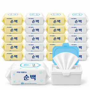 순백 업소용 식탁용 물티슈 대용량 20팩 물티슈 케이스 포함
