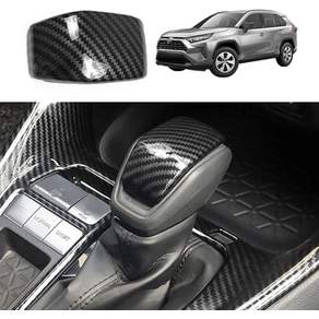 Toyota RAV4용 YOFAMO ABS 카본 파이버 그레인 기어 변속 노브 프로텍터 커버 트림 헤드 스티커20192022년형 내부 액세서 Gear Shift Knob Cover