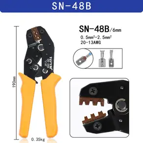 TAB 2.8 4.8 6.3 자동차 터미널 SN-48B 압착 펜치 0.5-2.5mm²/23-13AWG 고정밀 조 와이어 전기 핸드 툴