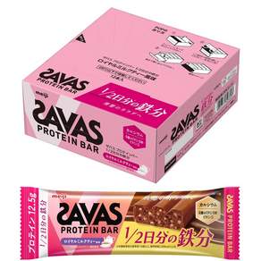 사바스SAVAS 프로틴바 1/2일분의 철분 단백질 12.5g 바 타입 메이지 로얄 밀크티 맛 12개입x1상자