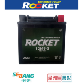 로케트 12M9-3 12V9A 아세아관리기 배터리 태광관리기 AGM 무보수배터리