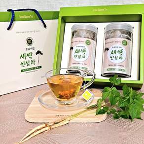 [선물추천]구수하고 깔끔한 맛과향이 일품 프리미엄명차 새싹인삼차2병입1set(30티백)/선물용 고급손잡이 케이스포함