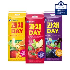연세우유 과채데이 음료 버라이어티팩 레드/퍼플/옐로우 72팩