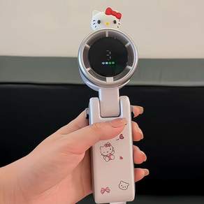TOP LIVING 헬로키티 무엽 선풍기 핸드헬드 초장시간 지속 미니 휴대 저소음 목걸이형 터보 소형 선풍기