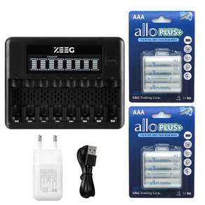 지그 스마트 8구 AA AAA 충전기 + ALLO 충전지 세트