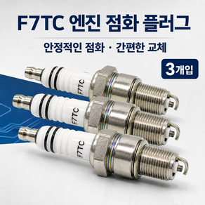 F7TC 소형 가솔린 엔진용 점화 플러그 3개입 발전기 잔디깎이 관리기 교체용