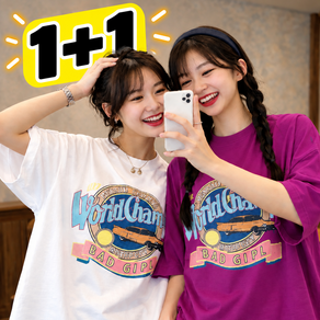 이로 여성 오버핏 그래픽 반팔티 빈티지 프린팅 티셔츠