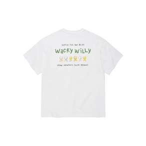와키윌리 남녀공용 반소매 티셔츠 키키 타이포 그래픽 반팔티셔츠 WA2602ST16WH