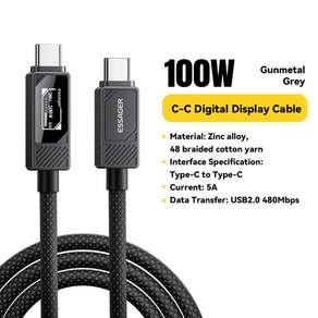에사저 PD 100W 고속 충전 타입 C to 타입 C 케이블 디스플레이 USB A to USB 케이블 아이폰 16 맥북 화웨이 샤오미용