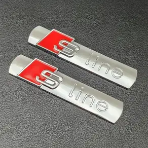 2pcs 3D 금속 Sline 로고 S 라인 엠블럼 자동차 펜더 배지 스티커 아우디 A1 A2 A3 A4 A5 A6 A7 Q2 Q3 Q5 Q