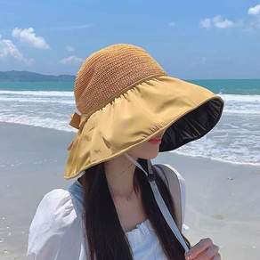 여성 데일리 밀짚 라탄 비치모자 버킷 썬캡 ain71EXy