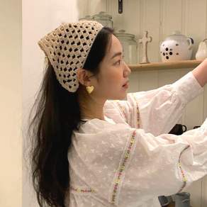 삼각 두건 반다나 얇은 가벼운 니트 헤어 스카프 보닛 귀도리 여성 머리 헤어밴드 보넷