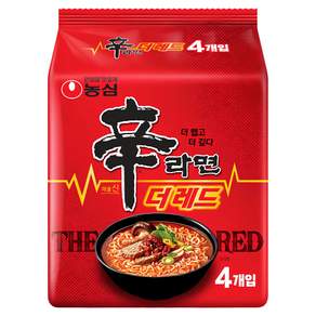 신라면 더 레드 125g, 4개 - 봉지라면