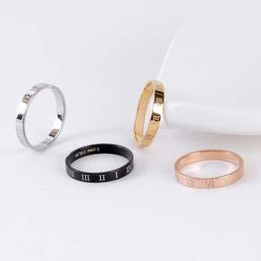 VARAM(바람) 써지컬316L스틸 3mm 얇은 레이어드 로마숫자반지