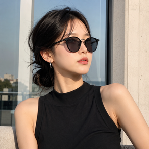 FEISEDY UV400 자외선 차단 선글라스 초경량 라운드 남녀공용 데일리 B1172