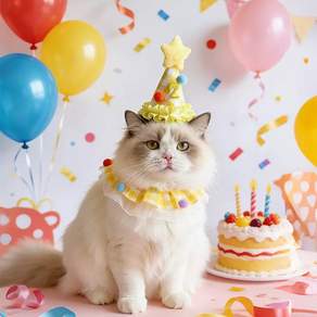 엘유엔 반려동물 생일케이프 모자 숫자스티커 세트