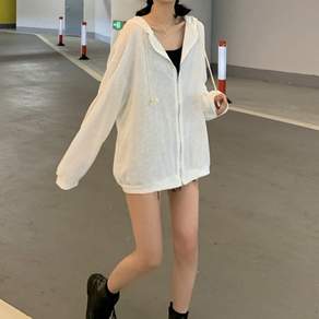 믹스블링 여성 후드 집업 여름 가디건 썸머 루즈핏 비치웨어