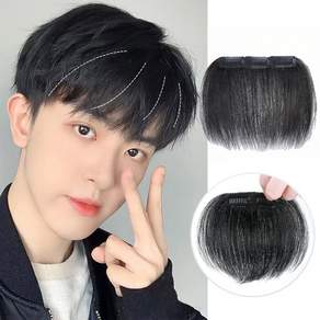 큐엔유 남성 인모 앞머리 부분가발 풍성한 숱보충 헤어피스
