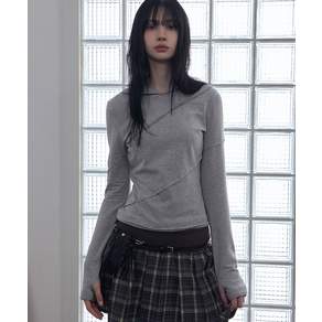 [매장정품] RENSE 다이애그널 DIAGONAL Cut Slim Fit Hoodie Melange Gray RS0217 2293237
