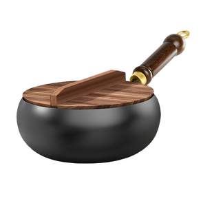 Maplefea 장인 수제 철팬 웍 약 25cm 전통 철팬 무코팅 눌러붙음 방지 고급 철 프라이팬 볶음팬 경량 나무 손잡이 직화 가능 대용량