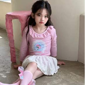 플뢰르윤 여아 사랑스러운 공주 긴소매 투피스 치마 래쉬가드 수영복