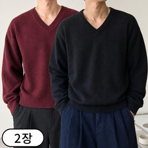 [1+1] 남자 브이넥 크롭 울 긴팔 니트 (6810-2)