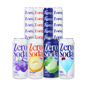 클룹 제로소다 500ml 24개 세트 (포도6+청사과6+파인애플6+소다6)