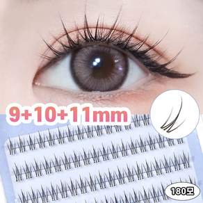 Winkii 노글루 속눈썹 자연스러운 투명라인 포인트 아이래쉬 9+10+11mm 풀 필요없음 180모 대용량