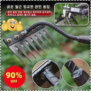 1+1 독일 기술!! 탈부착 가능 농업용 제초 망간강 갈퀴 두꺼운 망간강 다기능 강철갈퀴6치 제초 및 개황 밭 고르기 잡초 베기