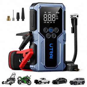 UTRAI 1500A 차량용 점프스타터 에어컴프레서 150PSI 타이어 공기주입기 12V 자동차 배터리 방전 긴급시동 LCD 디스플레이 비상용