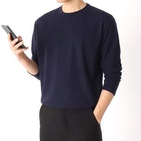 M~4XL 남자 부드럽고 신축성이 좋은 오브 베이직 스판 라운드넥 긴팔 티셔츠 구김방지 링클프리 긴팔티 사계절 빅사이즈