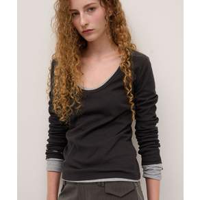 도프셉 DOFFSEPT Finger Hole Long Sleeve in Charcoal