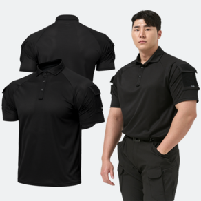 밀리브로 국산 아머 전술 반팔 카라 티셔츠 + 태극기 코리아 패치 - 밀리터리 군용 경호 가드 보안 스태프 안전 코리아