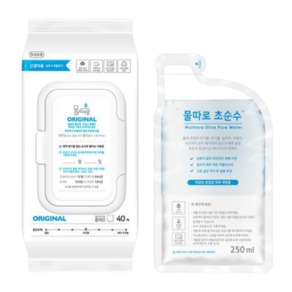 물따로 생분해 신생아물티슈 오리지날 캡형 40매12set) )