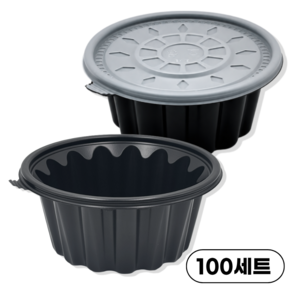 일회용 냉면용기 195파이 대 검정 (용기+뚜껑) 배달 포장용기