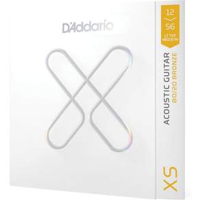 D'Addario 어쿠스틱 기타 스트링 XS 80/20 브론즈 코팅 XSABR1253 라이트 게이지 12-53 6스트링 세트 1팩