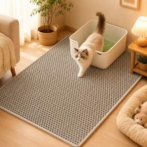 WHH 빅사이즈 사막화 방지 벌집구조 이중 고양이 화장실 모래매트 120*70cm EVA재료