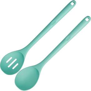 13.3인치 고체 요리 스푼 U - Taste 600F 내열 주방 믹싱 음식 등급 논스틱 롱 및 대형 고무 수프 식기 냄비 조리기구용 아쿠아 스카이